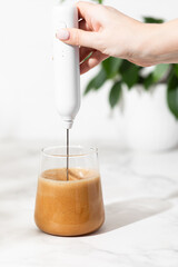 whipped coffee in a glass