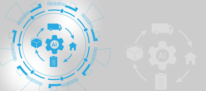 AI-Powered Supply Chain Icon with Blue Abstract Network Concept