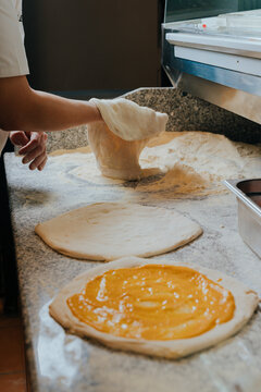 Artisan crafting of handmade Neapolitan pizza dough