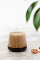 whipped coffee in a glass