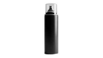 Black cylindrical bottle with clear cap isolated on transparent background