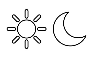 Sun moon vector icon symbol. Morning and night. Day and night