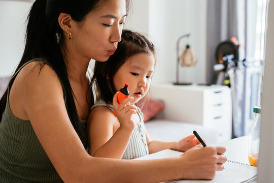 Mother and child enjoying creative time together