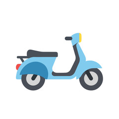 Obraz premium Light blue scooter with black seat and wheels on white background