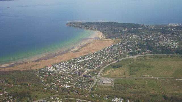 Aerial view of Kakumae district and beach.