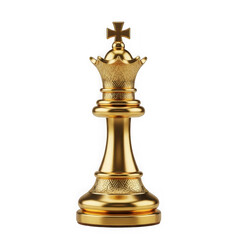 Gold chess king piece isolated on transparent background
