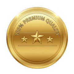 Gold quality seal with stars isolated on transparent background