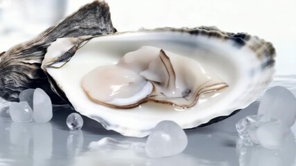 Fresh oysters cooling on ice: a closeup journey through gourmet seafood delights