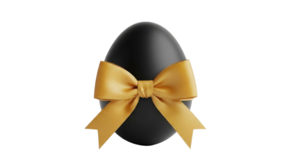 Easter Egg Decorated with Golden Ribbon on Transparent PNG Image