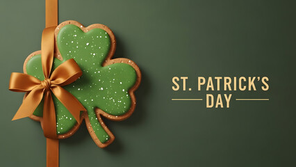 St patrick's day shamrock cookie decoration with green and gold theme