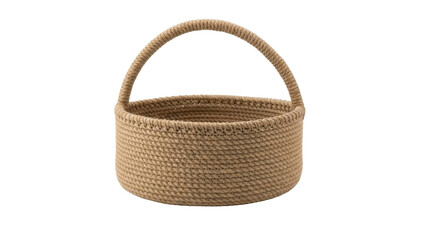 Woven basket with handle on a transparent background PNG image