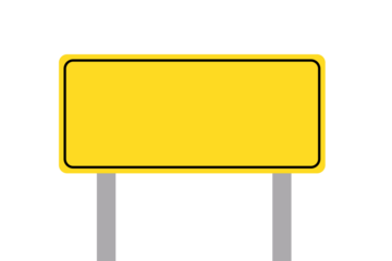 Blank yellow rectangular road sign board on two poles