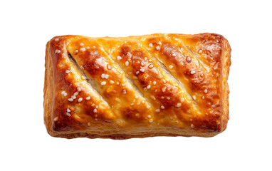 Top view of rectangular sausage role isolated on transparent background PNG