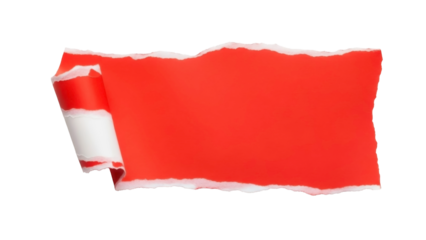 Torn Red Paper with Curled Edge on a Transparent Background PNG