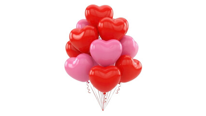 Bunch of Heart Shaped Balloons on a Transparent PNG Image