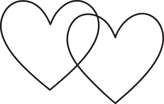 Interlocking Double Hearts Vector Minimalist Wedding, Valentine's Day and Anniversary Line Art