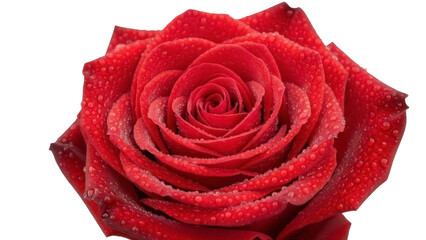  Elegant Red Rose Blossom with Water Droplets on Transparent PNG