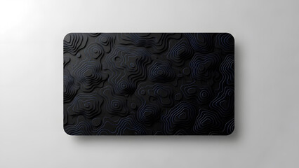 Minimalist black abstract topographic map pattern with subtle blue contour lines on dark surface