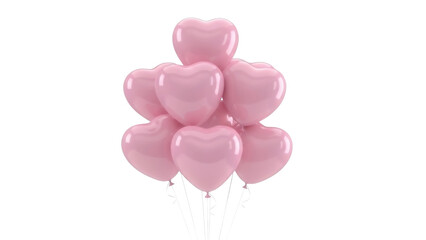 Heart Shaped Balloons Bunch on a Transparent Background PNG Image