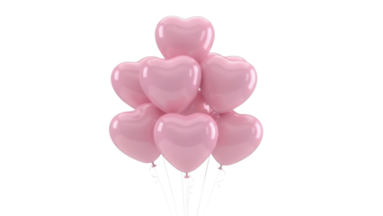 Heart Shaped Balloons Bunch on a Transparent Background PNG Image