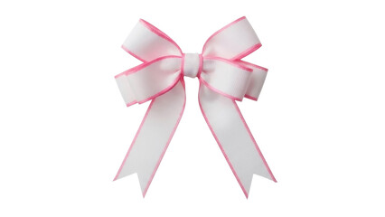 White and Pink Ribbon Bow Isolated on Transparent PNG File
