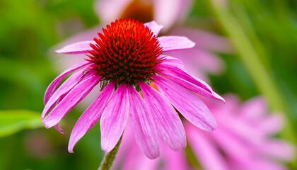 Fototapeta premium Echinacea flower with pink petals in the garden, a summer flower background