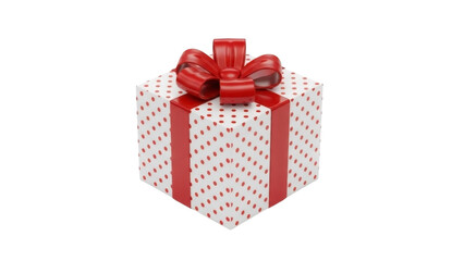 Polka Dot Gift Box with Red Ribbon on Transparent PNG