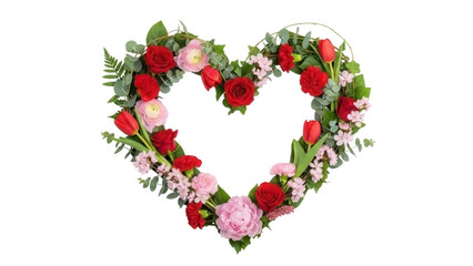 Floral Heart Arrangement on Transparent Background PNG File