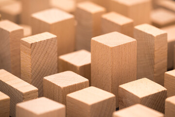 Modern city mady by small wooden blocks