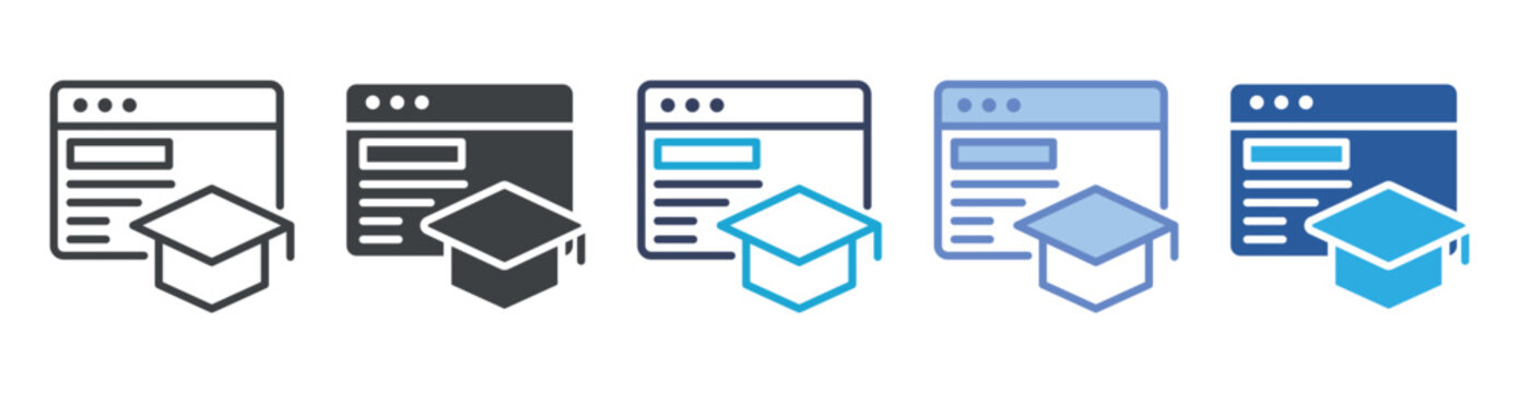 Course icon set multiple style collection