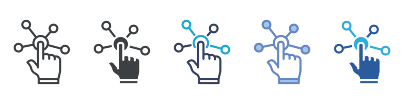 Interaction icon set multiple style collection