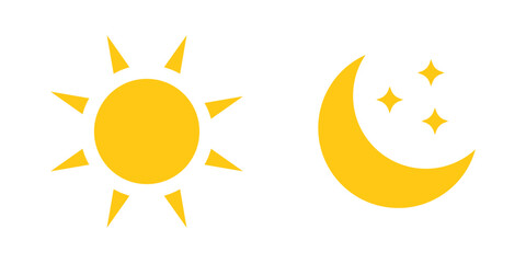 Sun and moon icon isolated on white background. Day and night icon. Vector illustration.