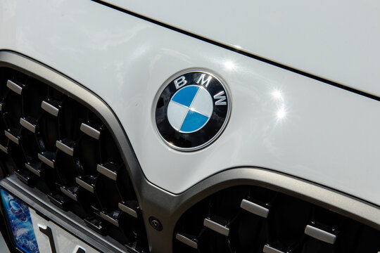 August 25, 2021, Seoul, South Korea - Close-up of BMW M440i front grille and logo