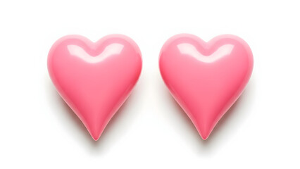 Fototapeta premium Two pink heart shaped objects on white background