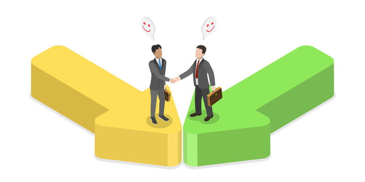 3D Isometric Flat  Illustration of Partnership, Concept Of Business Deal Or Financial Agreement.