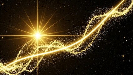 Golden energy wave rising toward a radiant star.