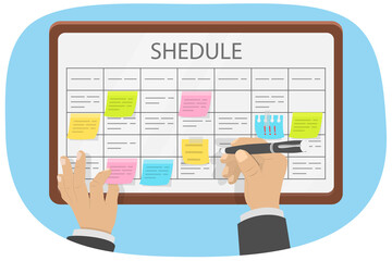 3D Isometric Flat  Illustration of Scheduling, Concept Of Planning Schedule Using Task Board.