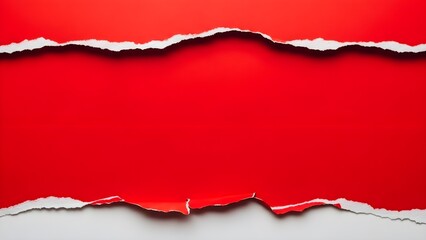Torn red and white paper background with jagged edges