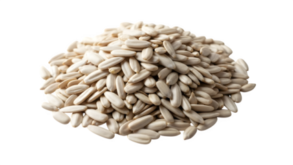 Pile of white sesame seeds isolated on transparent background