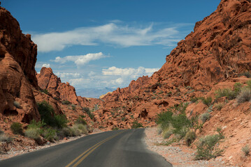An empty road in america the beautiful in Nevada