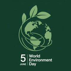 Fototapeta premium world environment day - green branch and leaves roll around circle globe on dark green background vector design 