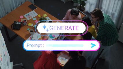 Creative Team Collaboration in Modern Office Space Engaging in Brainstorming and Strategy Development with Colorful Charts and Graphics Gluon.