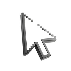 3d pixelated computer mouse cursor arrow isolated on transparent background