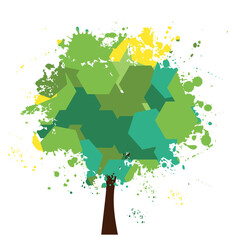Polygonal green splashed tree © Vexels