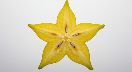 Single star fruit slice on plain background