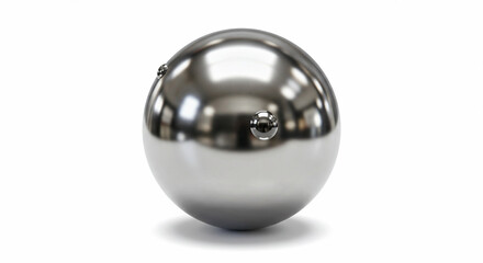 Single silver sphere on white background