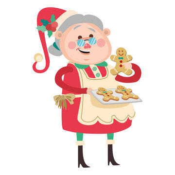 Lady santa baking gingerman cookie