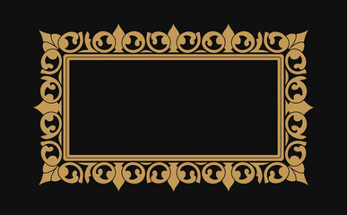 Elegant golden ornate frame on black background for luxury design elements