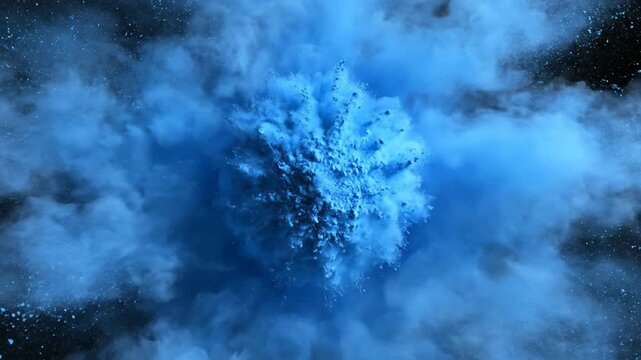 Blue powder explosion from the center