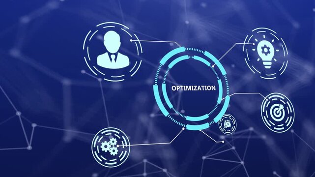 Process Optimization Strategy HUD with Workflow Analysis, Business Efficiency and Digital Tech